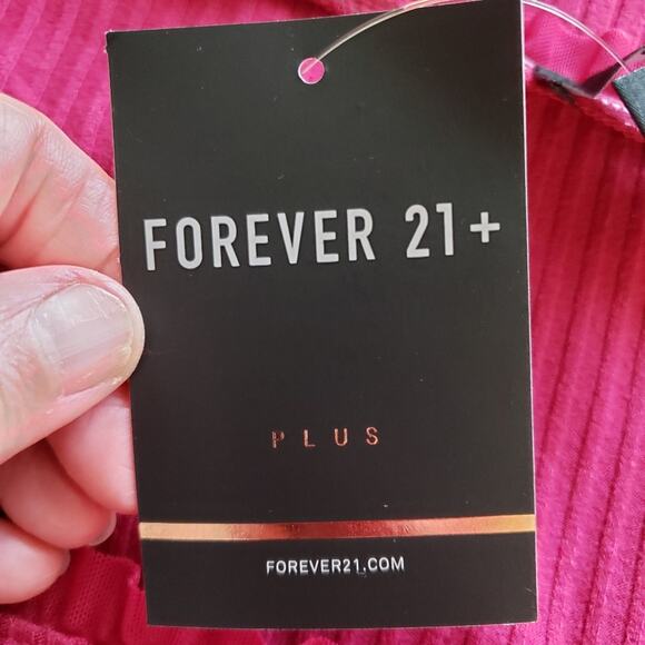 NWT Forever 21+ Long Sleeve Ruffle Short Stretch Knit Dress in Berry Size 1X - Picture 10 of 12